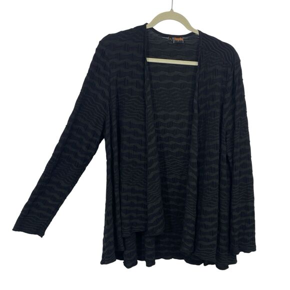 Tianello Cardigan size Large Black Jacquard Stripe Knit Palmia Flow Jacket - Picture 1 of 9
